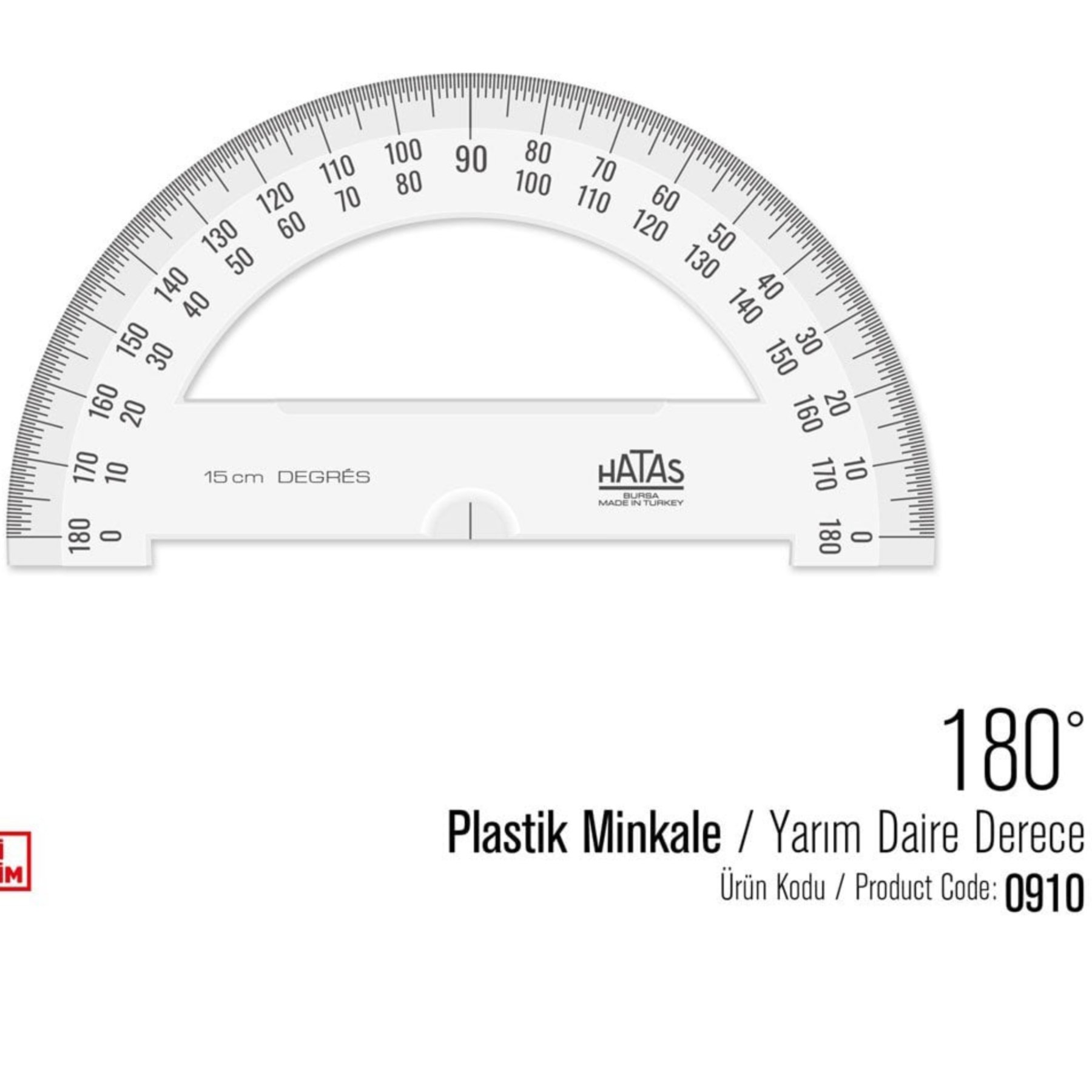 Hatas Plastik Minkale 15 Cm Yarım Daire Derece