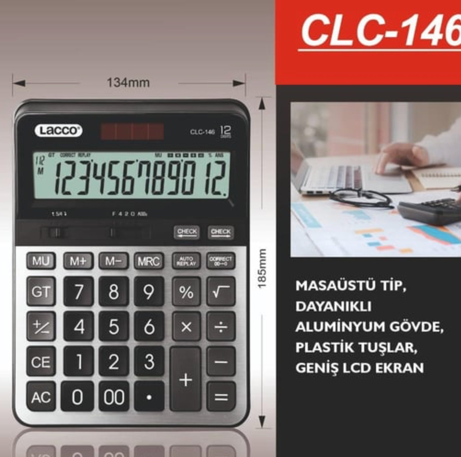Lacco 134*185MM 12 Hane Hesap Makinesi 