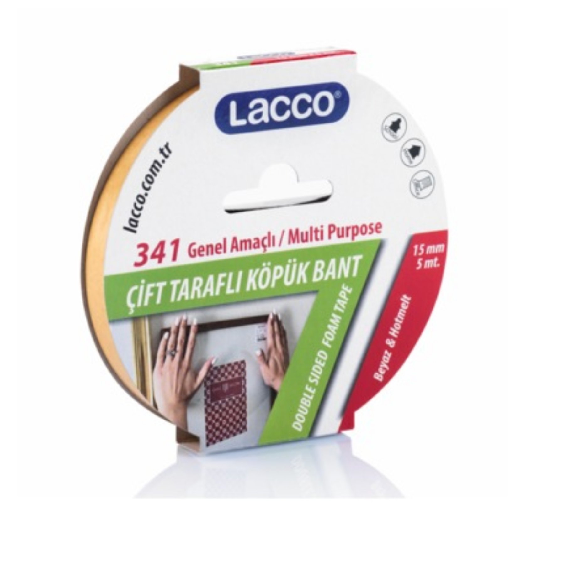 Lacco Çift Taraflı Köpük Bant 15 mm x 5 m 