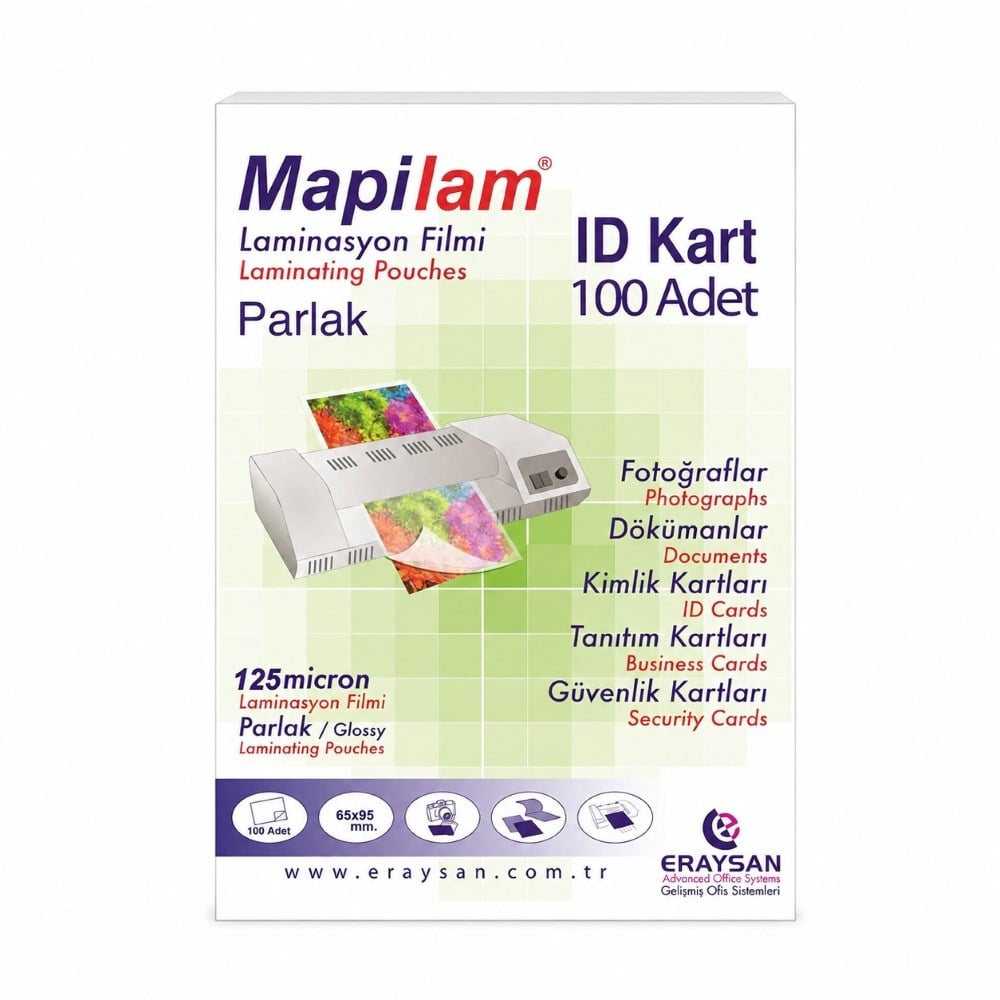 Mapilam ID kart Laminasyon Filmi 125 mikron 100 adet 