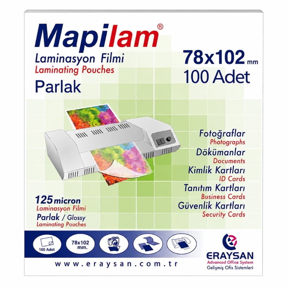 Mapilam Kimlik Laminasyon Filmi 125 mikron 100 adet 