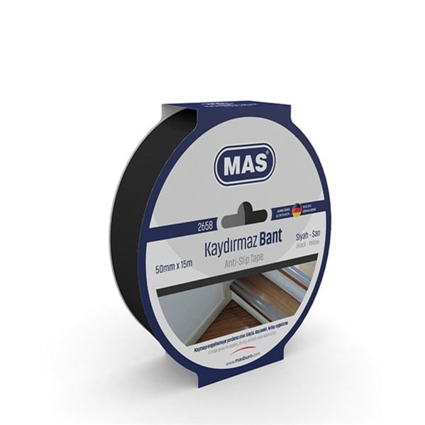 Mas Kaydırmaz Bant 50mm x 15m Siyah Zemin ve Merdiven Güvenliği