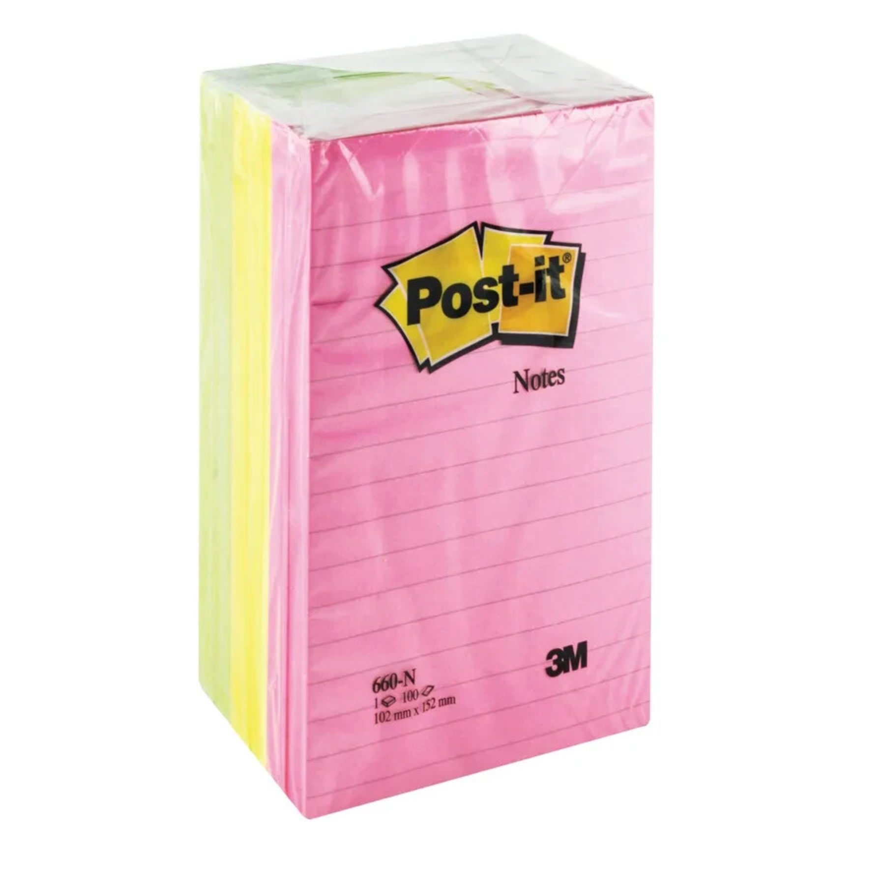 MAS POST-İT 660-N NEON GÖKKUŞAĞI RENKLERİ ÇİZGİLİ 101*152 MM 100 YAPRAK