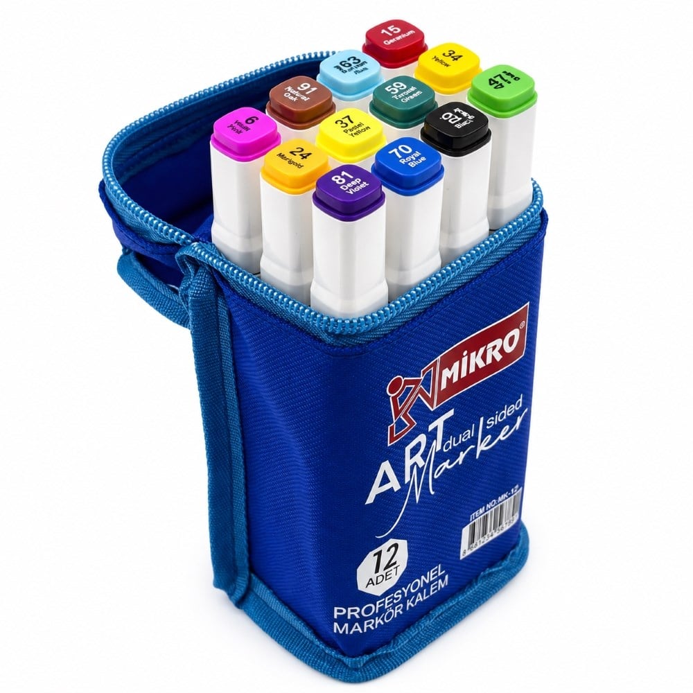 Mikro Çift Uçlu Marker Seti 12'li  