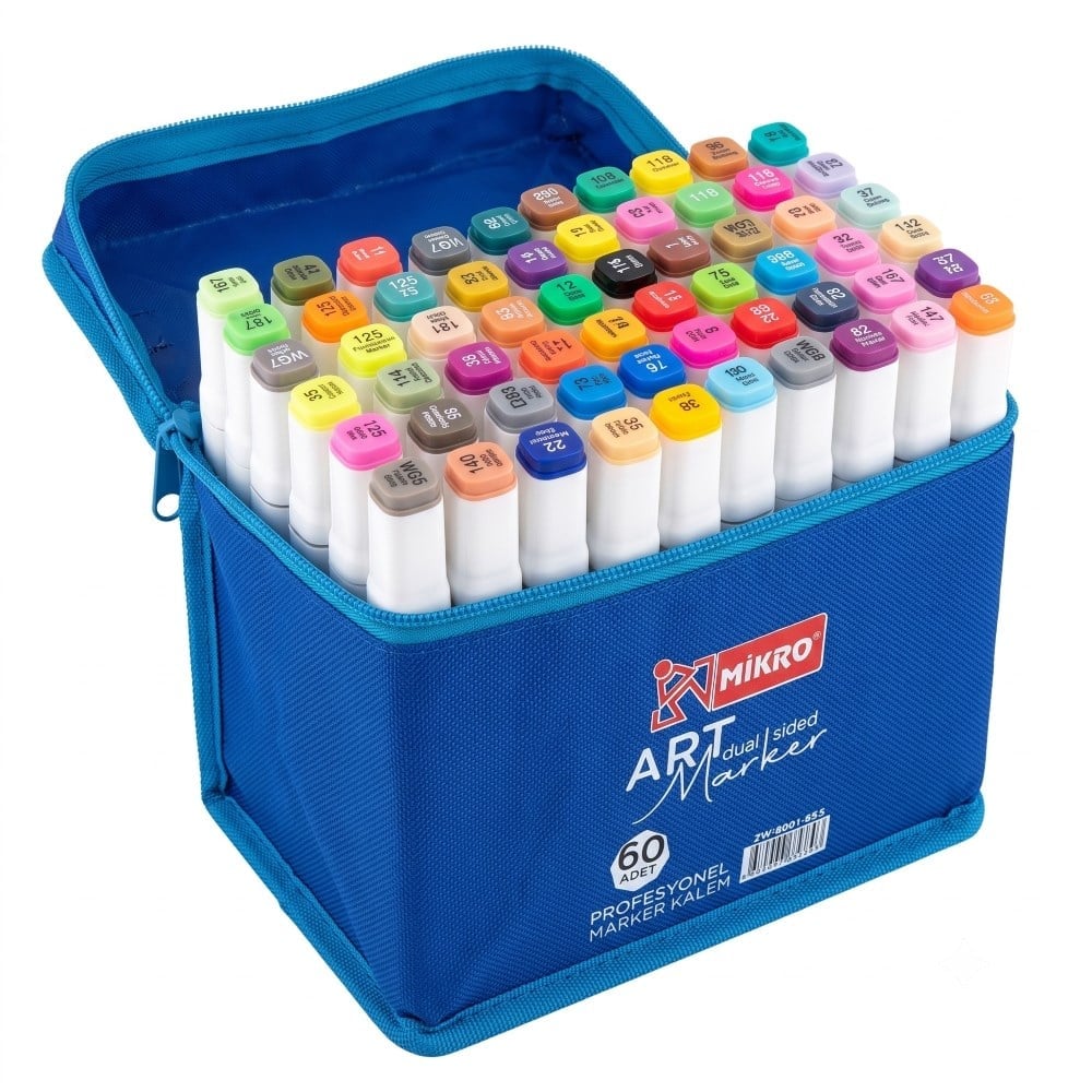 Mikro Zw-8001-60 Çift Taraflı Marker Kalem Seti