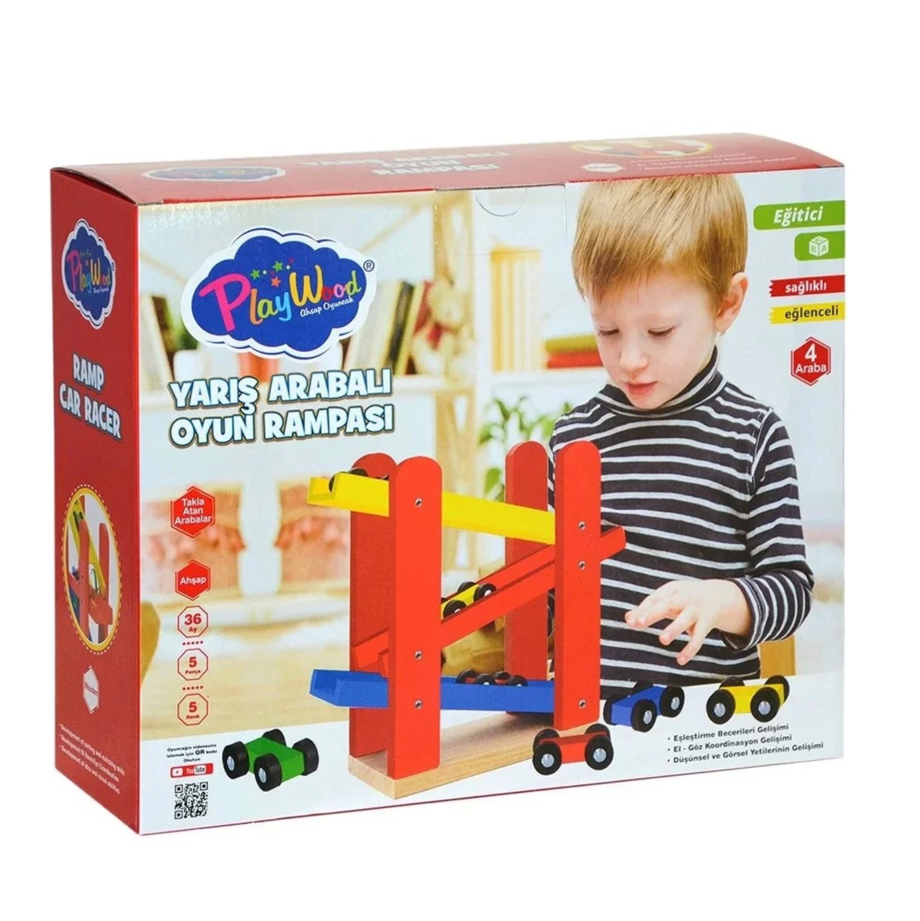 ONY 382 Ahşap Yarış Arabalı Oyun Rampası