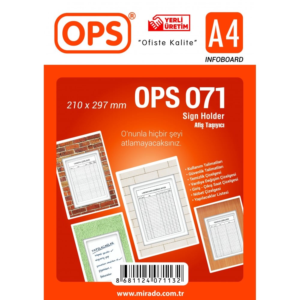 OPS DP 071 A4 DUVAR TİPİ AFİŞ TAŞIYICI