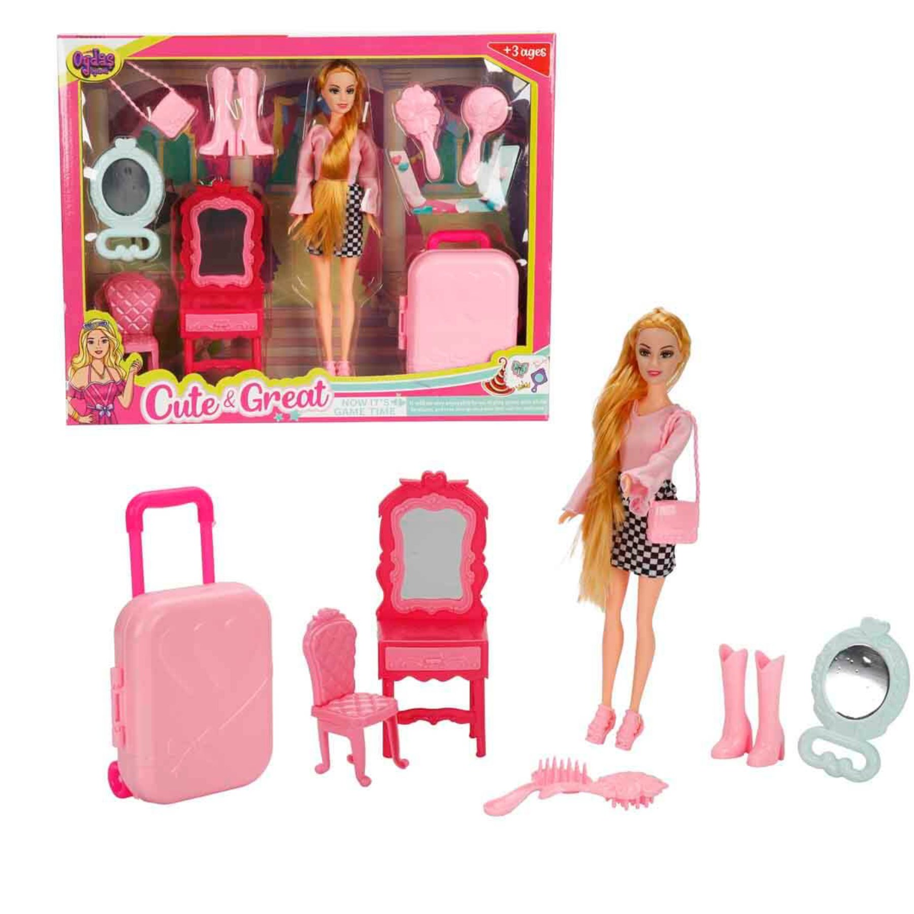 OYDAS 02454 CINDY DOLL BAVULLU MAKYAJ MASALI BEBEK
