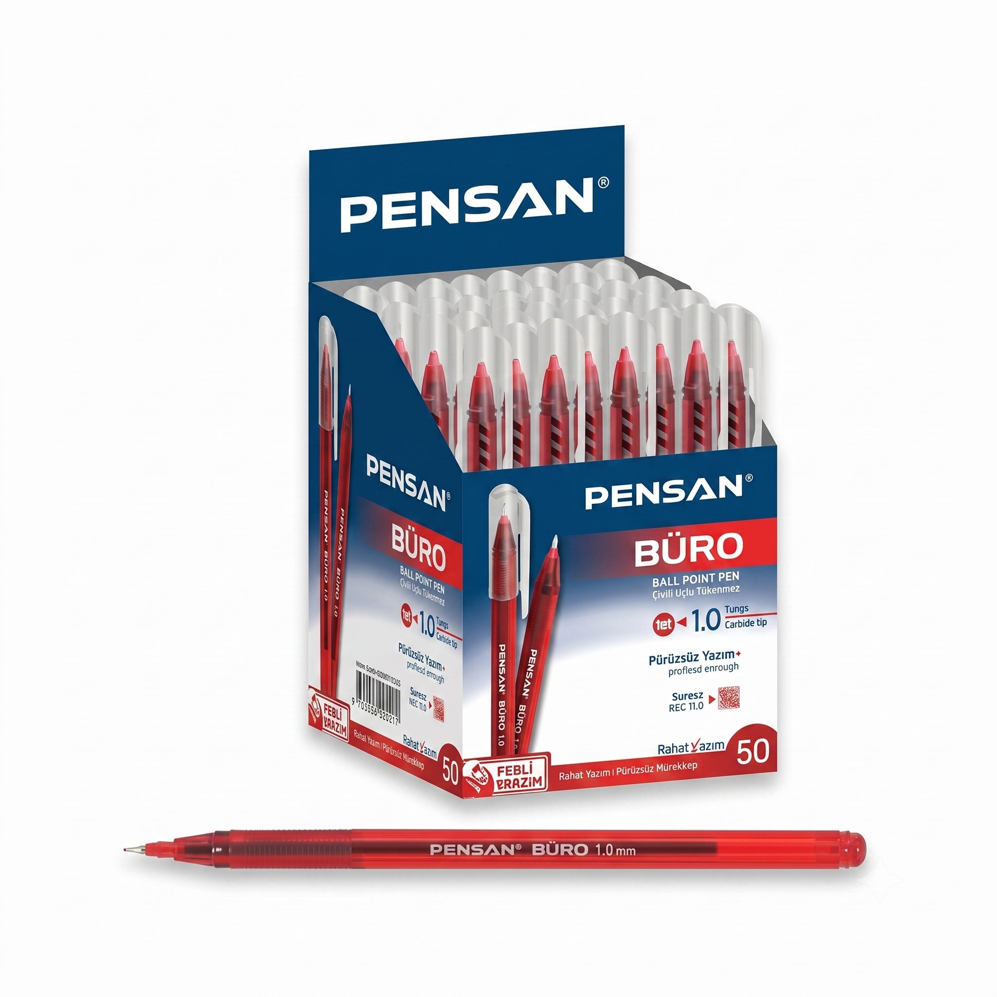 Pensan 2270 Büro Kırmızı 1 mm Tükenmez 50’li Kırtasiye Ürünü