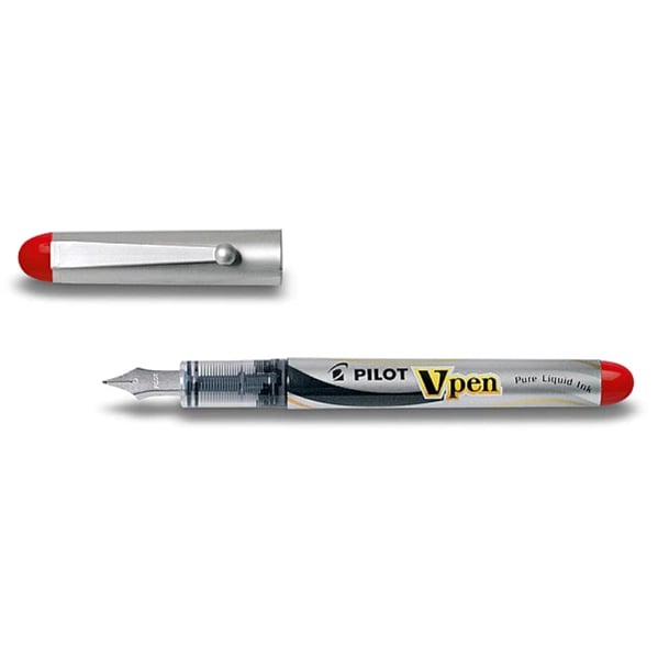 Pilot V-Pen Silver Kırmızı Kullan At Sıvı Mürekkepli Dolma Kalem