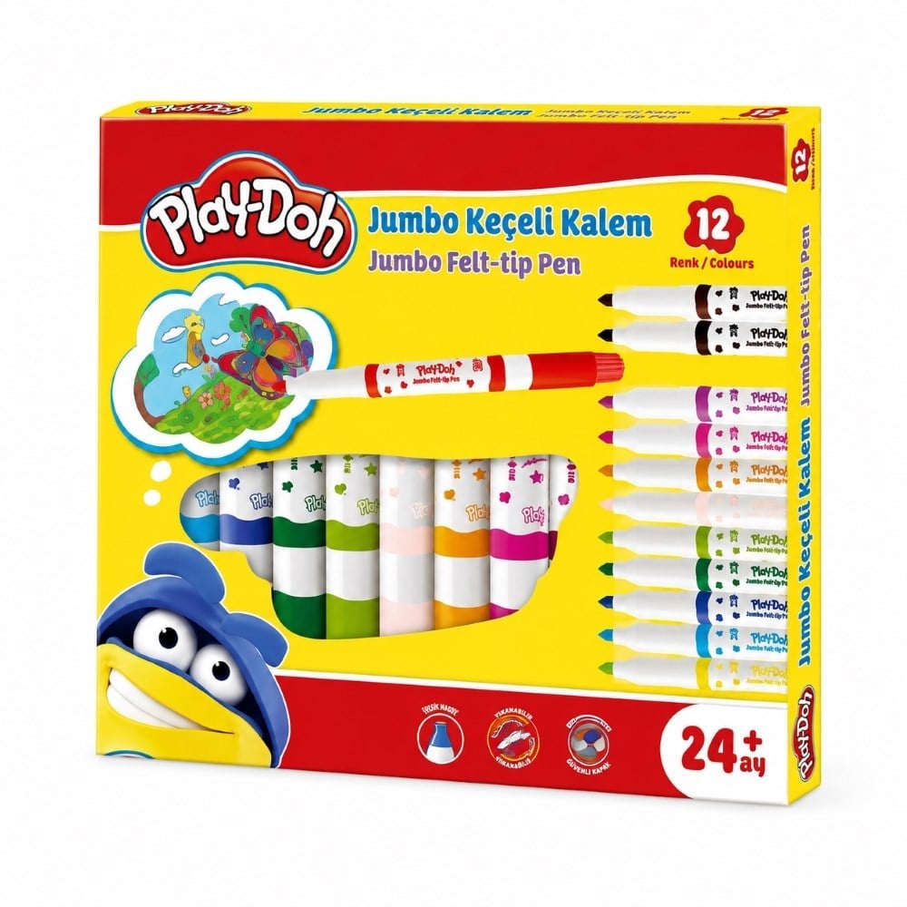 PLAY-DOH JUMBO KEÇELİ KALEM 6 MM 12 Lİ