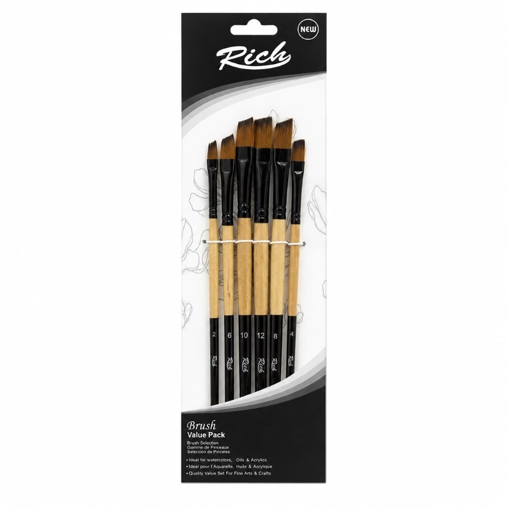 Rich Set 4 Yeni Seri Açılı Yan Kesik Fırça Seti 6’lı