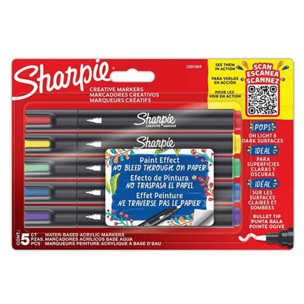 Sharpie Akrilik Markör 5'li Yuvarlak Uç Blister Set Boyama Kalemi