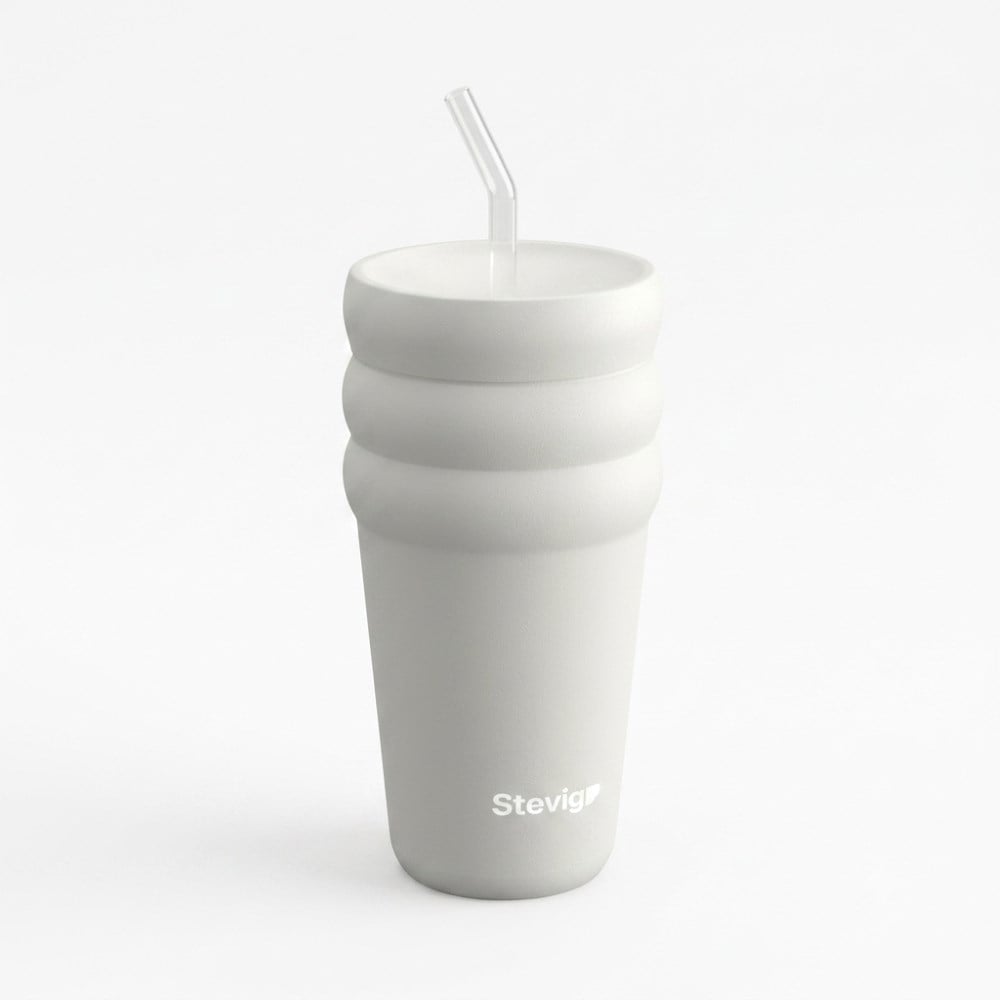Stevig ST-249 600 ML White Stone 3 Bubble pipetli tumbler çelik termos