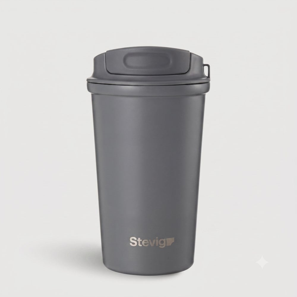 Stevig ST-251 400 ML Grey 4 Work flip open coffee mug çelik termos