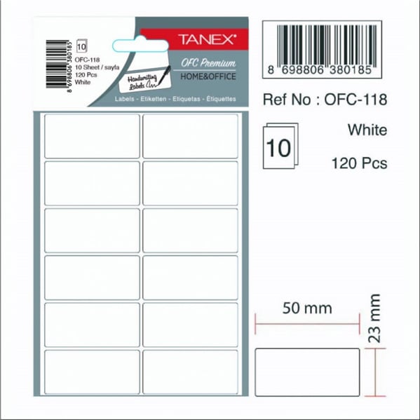 TANEX OFC-118 BEYAZ OFİS ETİKETİ