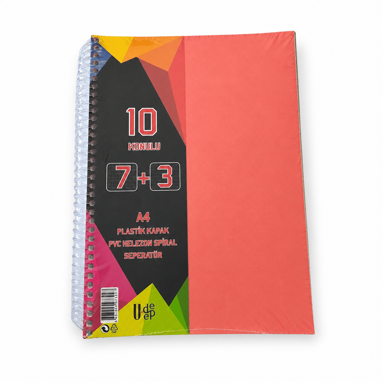 U-Deep A4 Ayraçlı Spiralli PP Kapak Defter 7+3 250 Yaprak 