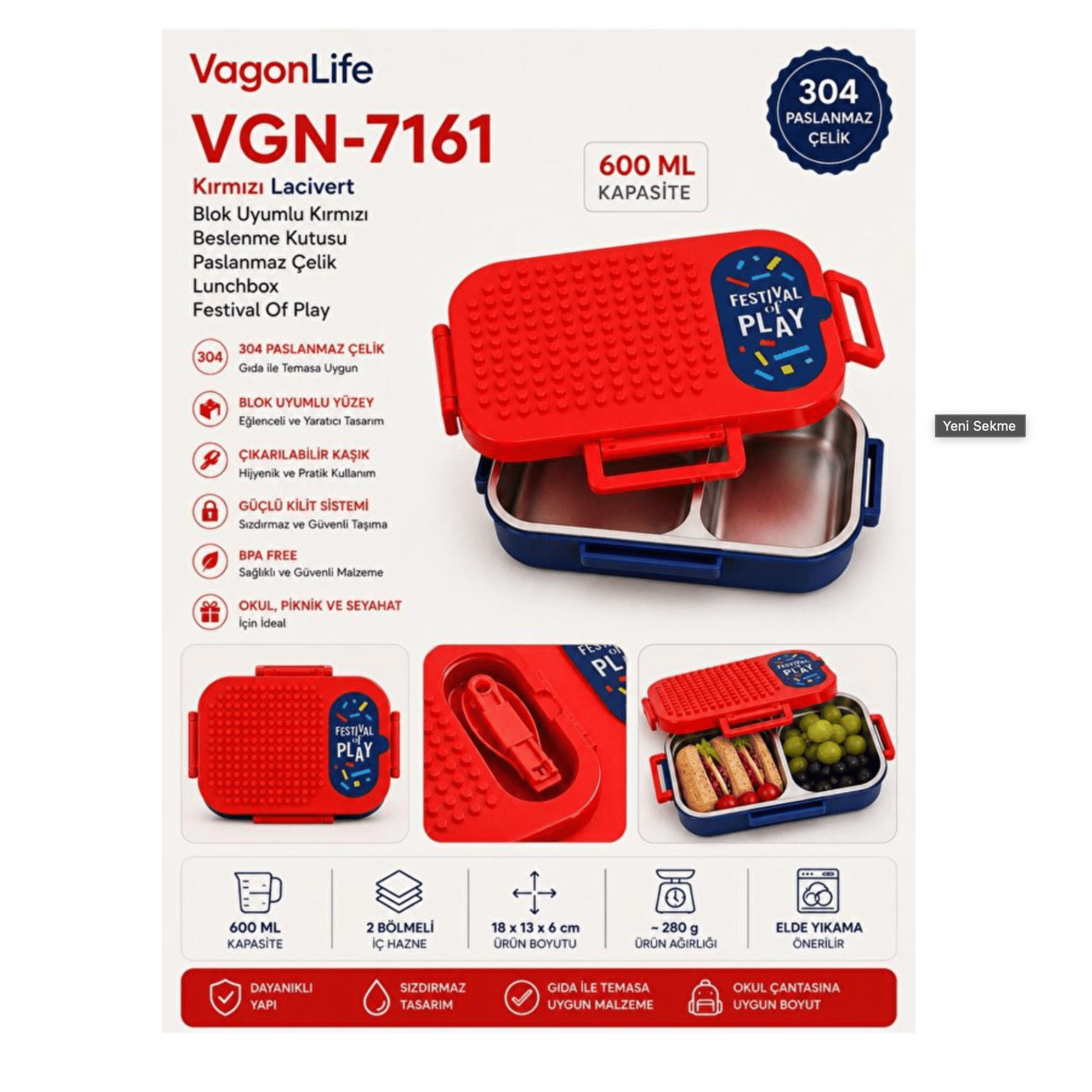 VAGONLIFE PASLANMAZ ÇELİK LUNCHBOX