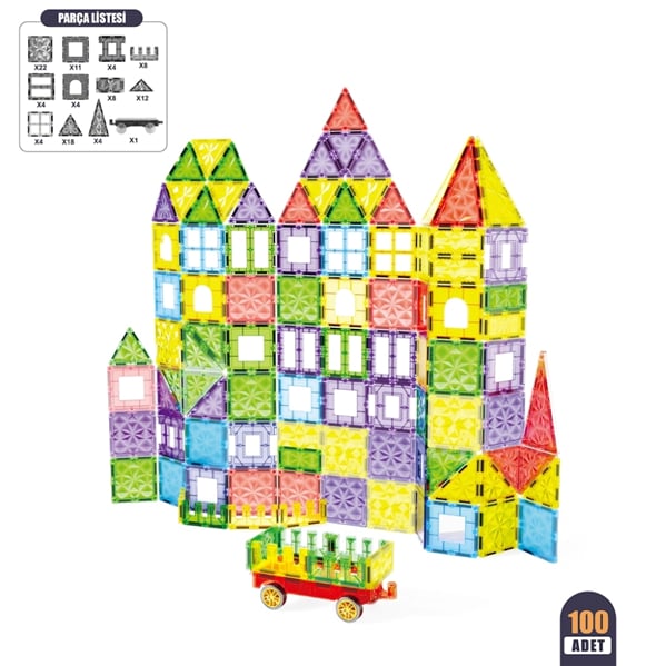 Vardem 100 Parça Manyetik Yapı Blokları 7.5 cm