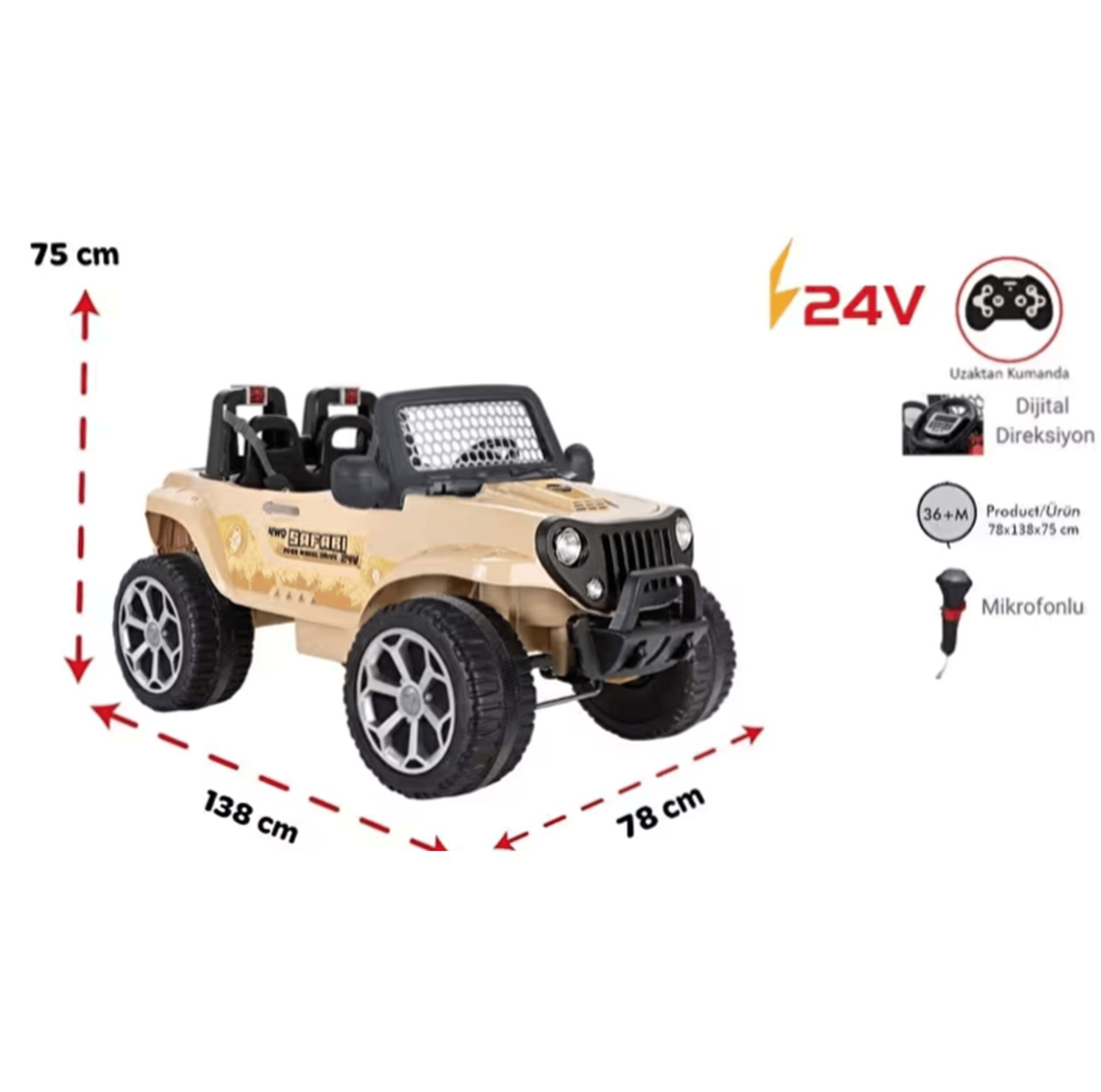 Vardem Safari 24V 4x4 Akülü Çocuk Arabası