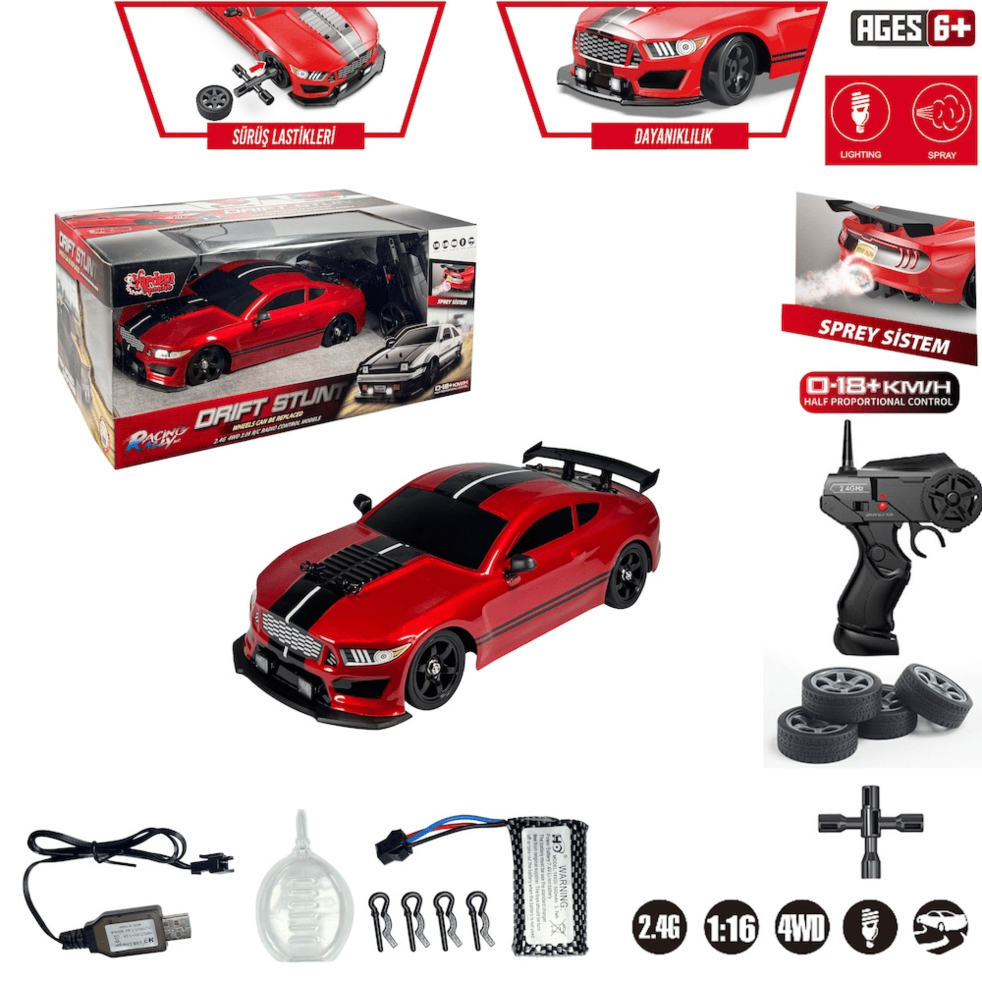 Vardem UK GT5 1:16 4x4 Drift Işıklı Buharlı Araba