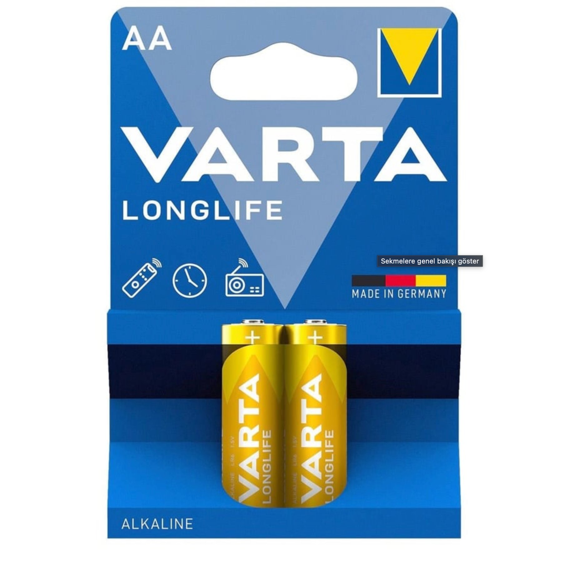 Varta Longlife AA Kalem Alkalin Pil 2’li Blister Yedek Paket