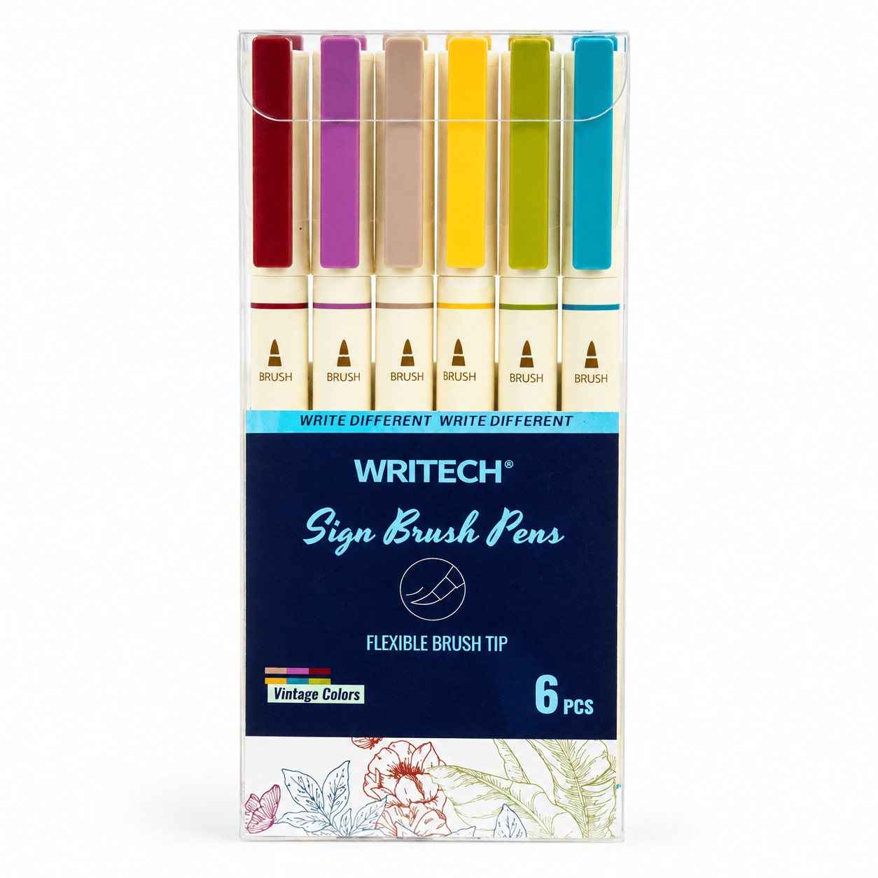 Writech W-827 Fırça Tip Vintage 6 Renk Keçeli Kalem 6 LI