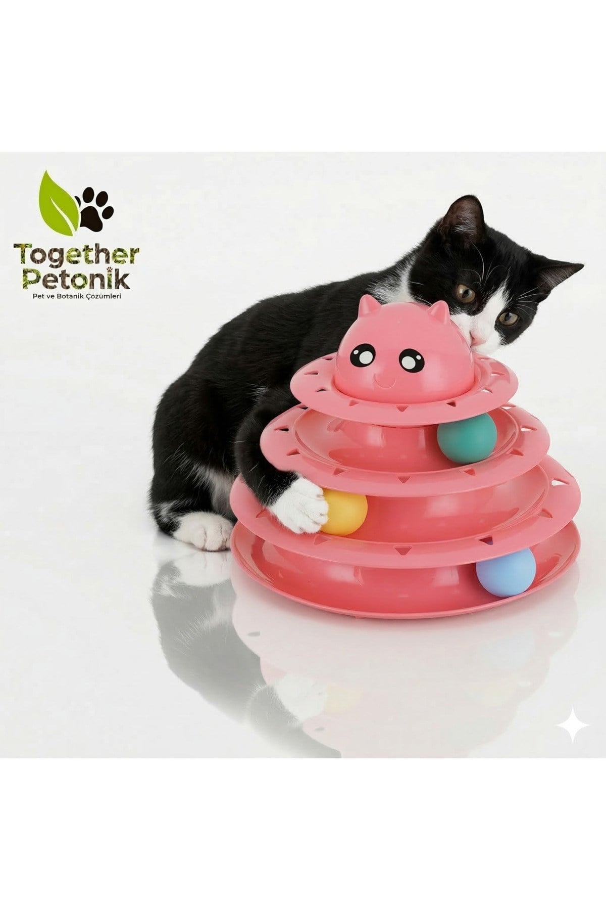 3 Katlı Kedi Oyuncağı Pembe Renkli