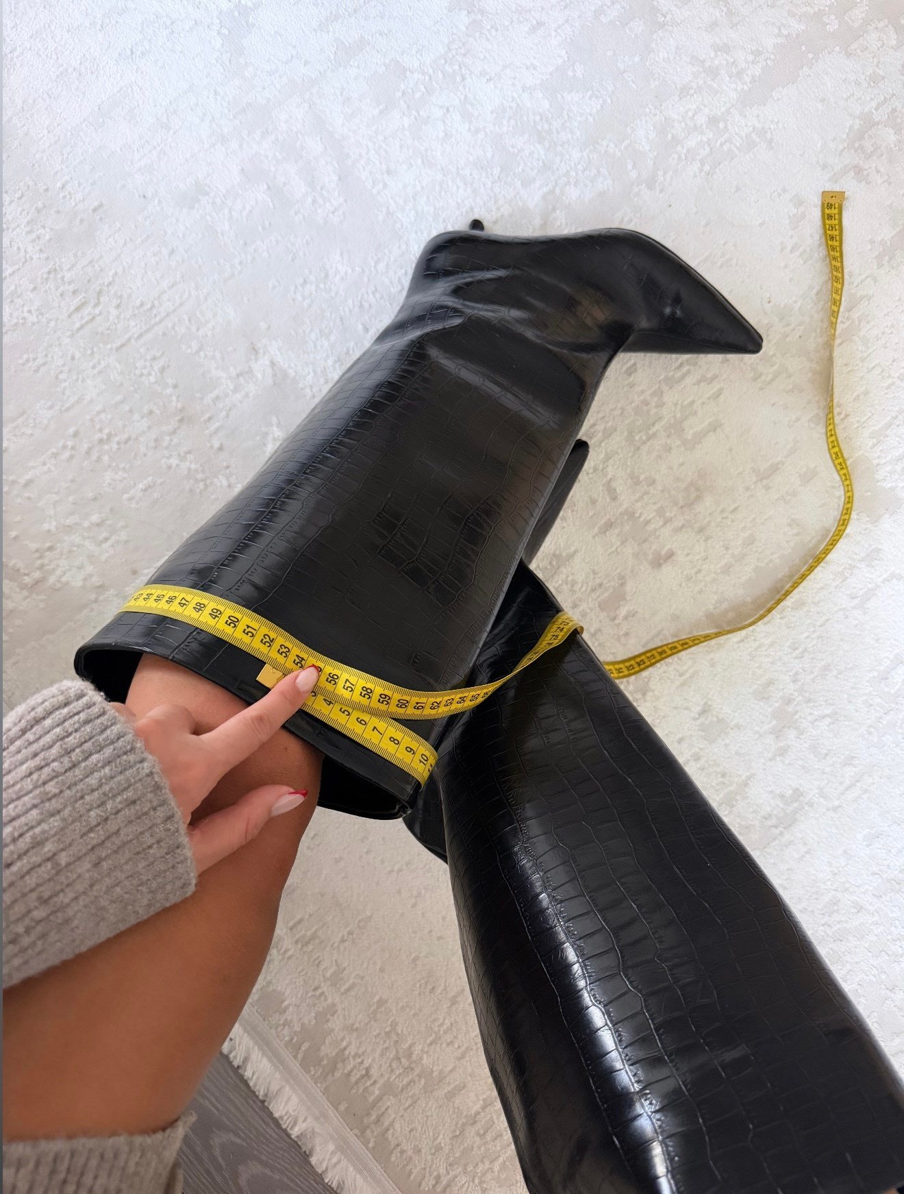 Xl Baldır Siyah Kroko Desen Çİzme