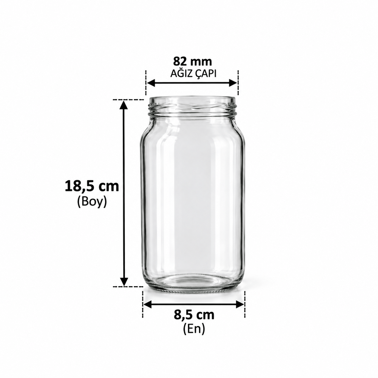 1000 ml Cam Kavanoz Silindir T082 (20’li Paket)