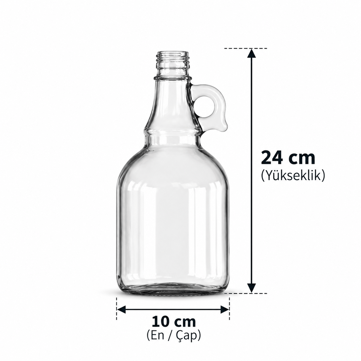 1000 ML Renksiz Kulplu Cam Şişe (ŞŞC 190399)