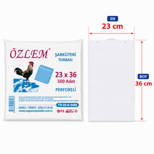 23*36 Askılı Şarküteri Poşeti Ferforeli (Pk 500 Adet)