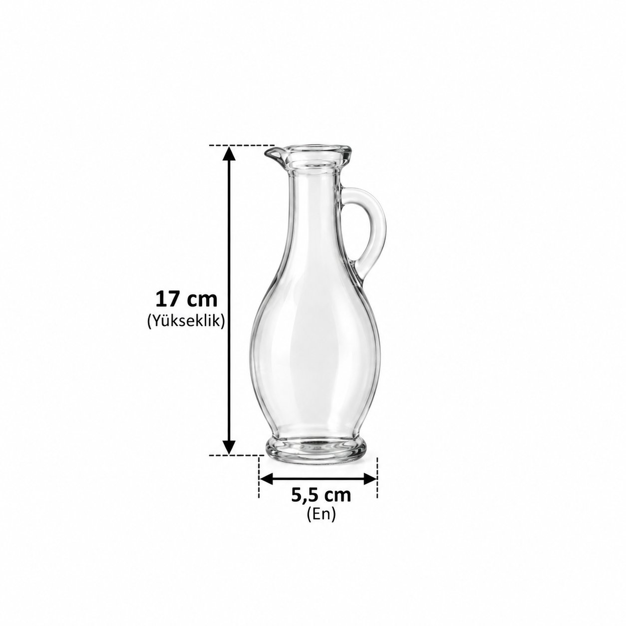 250 ML Renksiz Gagalı Kulplu Cam Şişe (ŞŞC 124125) 30'lu Koli
