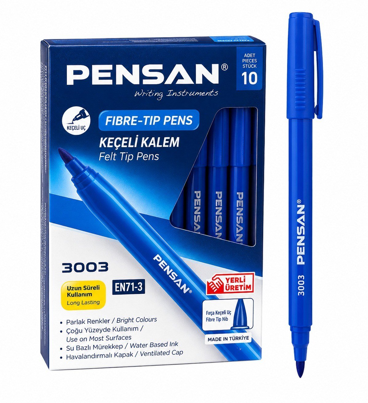 Pensan 3003 Ofis Tipi Keçeli Kalem Mavi