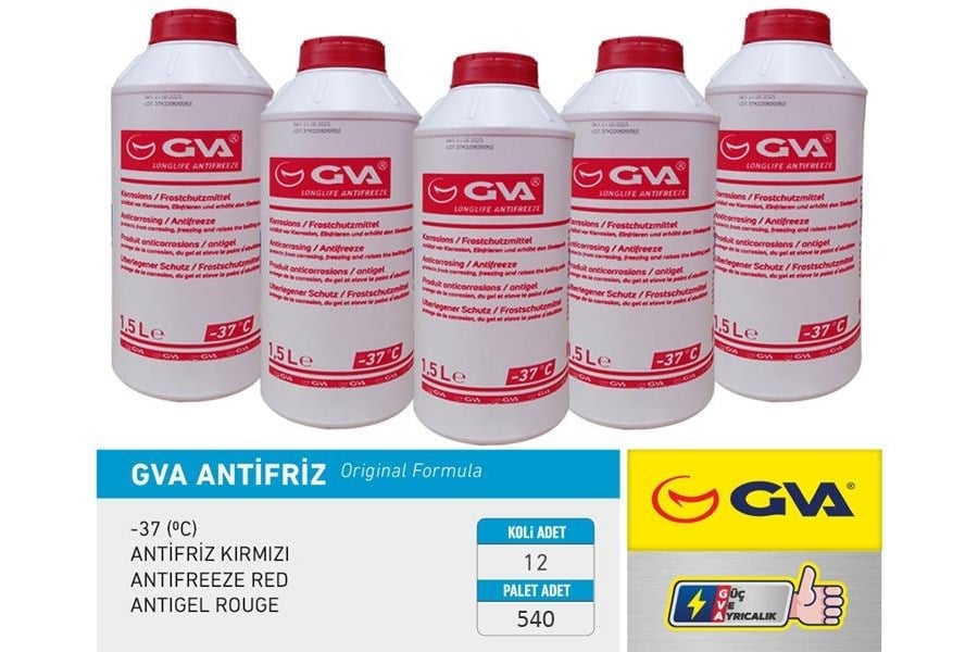 Antifriz 1.5 Lt -37 C Kırmızı Long Life Koli 12 Ad Organık Gva 9930122