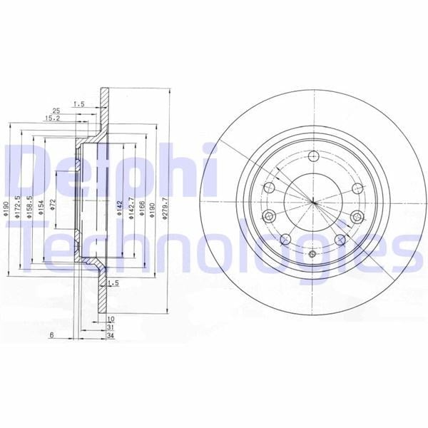 Arka Fren Diski Dolu Tip Mazda 6 2.0L Lf-De Rf Gg Gh Kasa 02-12 280 Çap X 5 Bijon - Takım Disk Fiyatıdır Delphı Bg3875c
