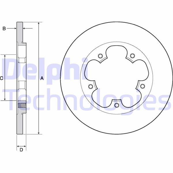 Arka Fren Dıskı Transıt V363 14> Tek Teker A.Ceker Duz 308Mm 5 Bıjon Delphı Bg4681c