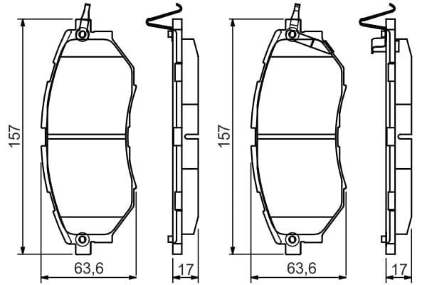 Disk Balata-Ön- Wva 24222 - 157.0X63.6X17.0 Mm Bosch 0986495156