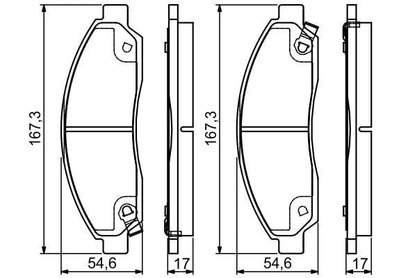 Disk Balata - Ön - Wva 24370/594 - 167.4X54.5X17 Mm Bosch 0986495159