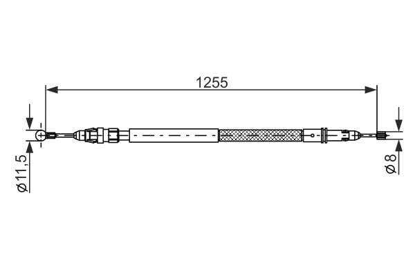 El Fren Teli Arka Sağ/Saol C8-Jumpy-Ulysse-Scudo-807-Expert 07 > 1255Mm/1114Mm Disk Fren Bosch 1987482235