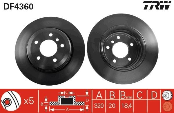 Fren Dıskı Arka Bmw E60 E61 E63 E64 Trw Df4360