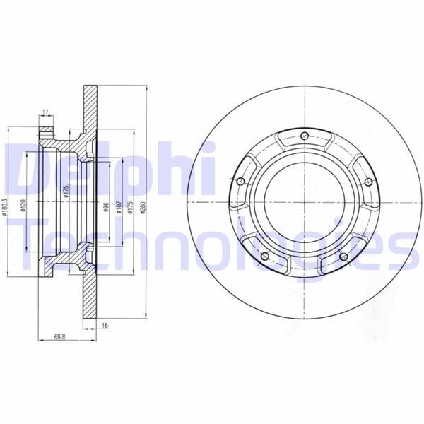 Fren Diski Arka Ford Transit 06> V347 Önden Çeker 280X16x5delik Delphı Bg4008