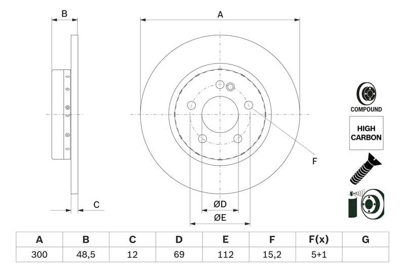 Fren Dıskı Arka Mercedes C-Class W205 S205 C205 A205 Bosch 0986479H49