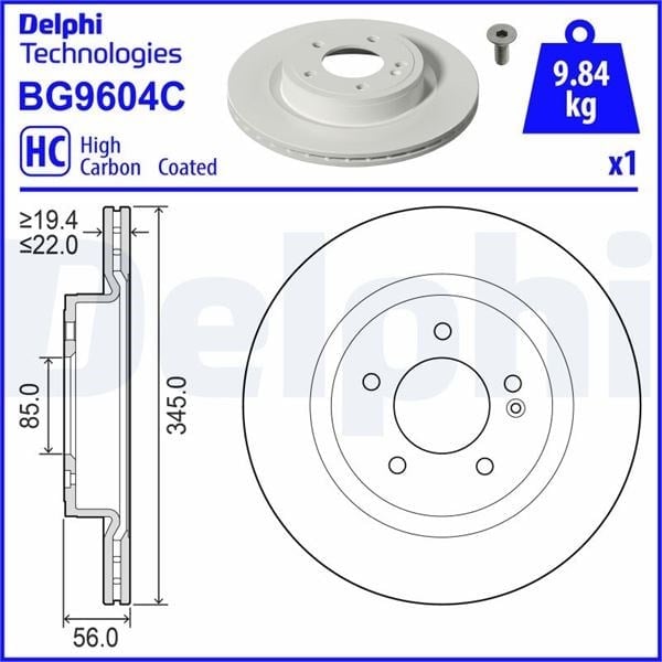 Fren Dıskı Arka Mercedes G-Class W463 18> Delphı Bg9604c