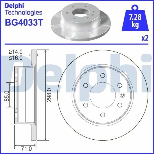 Fren Dıskı Arka Mercedes Sprınter B906 B907 B910 . Vw Crafter 30-35-50 Delphı Bg4033t
