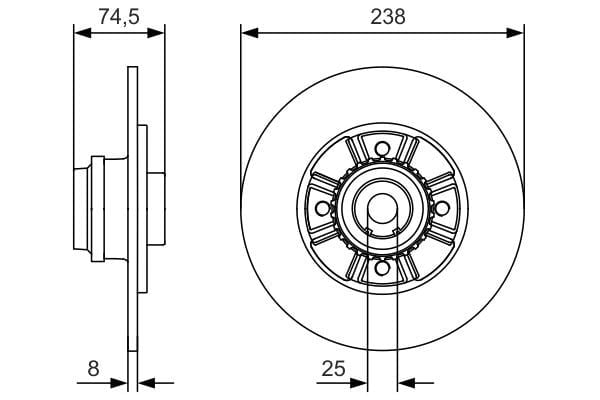 Fren Diski Arka Renault Clıo Iı 98>05 Megane I 96> R19 238X8x7mm Rulmanlı Abs Sensörlü Bosch 0986479760