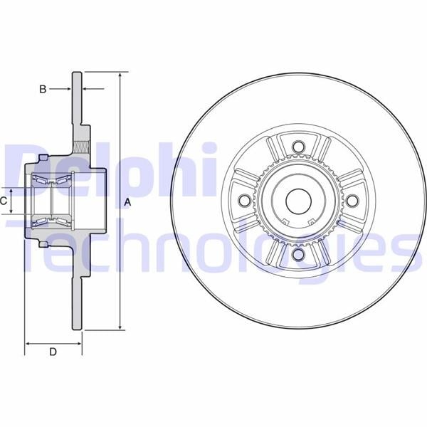 Fren Diski Arka Renault Clıo Iı 98>05 Megane I 96> R19 238X8x7mm Rulmanlı Abs Sensörlü Delphı Bg9114rs