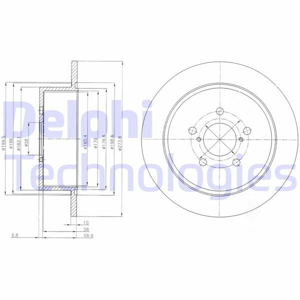 Fren Diski Çiftli Paket . Deliksiz Arka Subaru Legacy 05/2003 > 12/2009 Delphı Bg4129