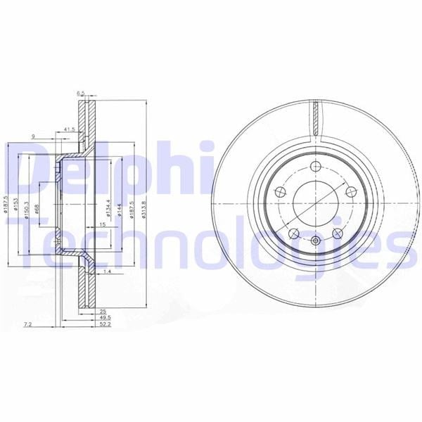 Fren Diski Çiftli Paket . Delikli Ön Audı A6 05/2004 > 06/2011 Delphı Bg3942