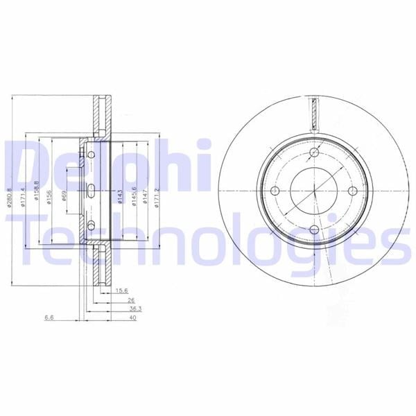 Fren Diski Çiftli Paket . Delikli Ön Mıtsubıshı // Smart; Colt // Forfour 01/2005 > Delphı Bg4127